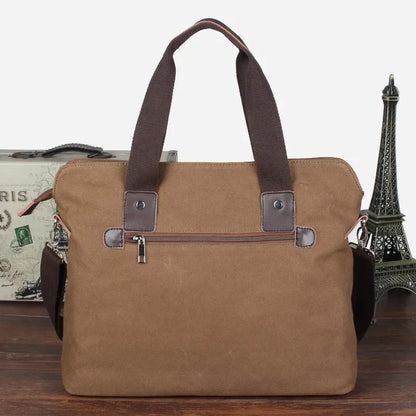 Casual Canvas Men's Briefcase Large Capacity Handbag Fashion Zipper Male Shoulder Messenger Business Laptop Bag