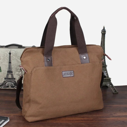 Casual Canvas Men's Briefcase Large Capacity Handbag Fashion Zipper Male Shoulder Messenger Business Laptop Bag