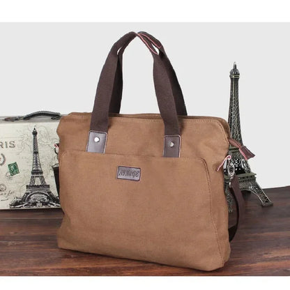 Casual Canvas Men's Briefcase Large Capacity Handbag Fashion Zipper Male Shoulder Messenger Business Laptop Bag