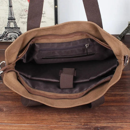 Casual Canvas Men's Briefcase Large Capacity Handbag Fashion Zipper Male Shoulder Messenger Business Laptop Bag
