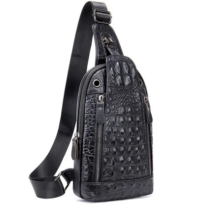 Casual Chest Genuine Men's / Cow Leather Pull Chain Messenger Bag