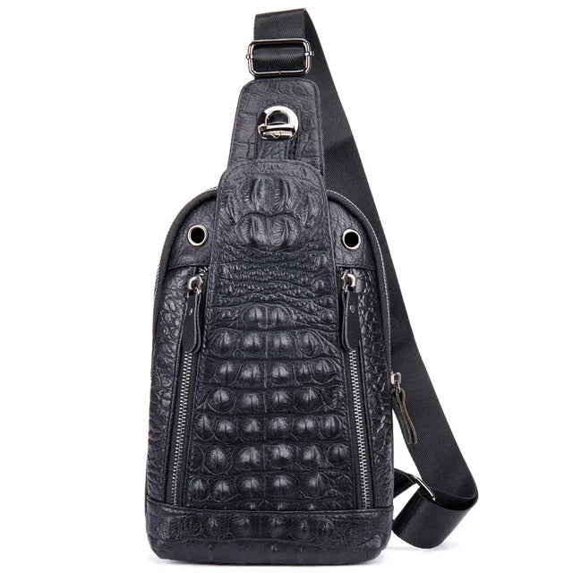 Casual Chest Genuine Men's / Cow Leather Pull Chain Messenger Bag