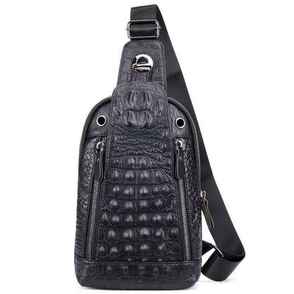 Casual Chest Genuine Men's / Cow Leather Pull Chain Messenger Bag