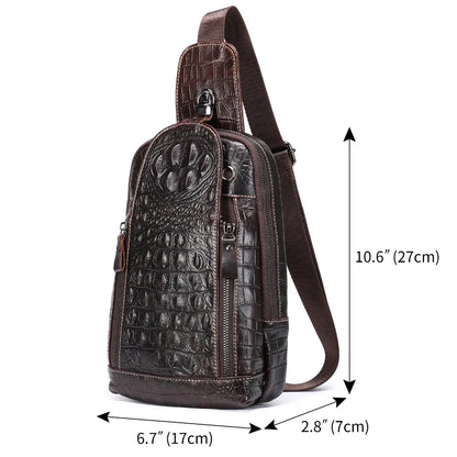 Casual Chest Genuine Men's / Cow Leather Pull Chain Messenger Bag