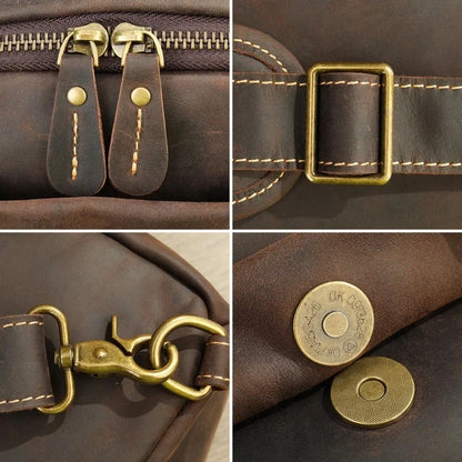 Casual Crazy Horse Leather Luxury Men Business Shoulder Large Capacity Chest Pack Male Crossbody Bag