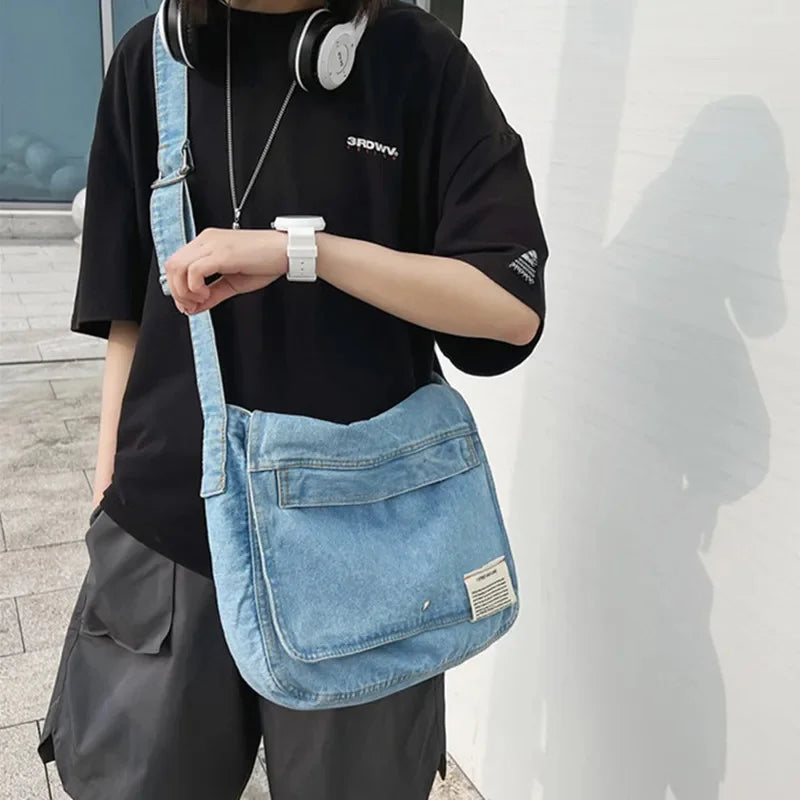 Casual Denim Women's Shoulder Fashion Feminina Crossbody Messenger Bag Large Capacity Outdoor Student Handbag For Girls