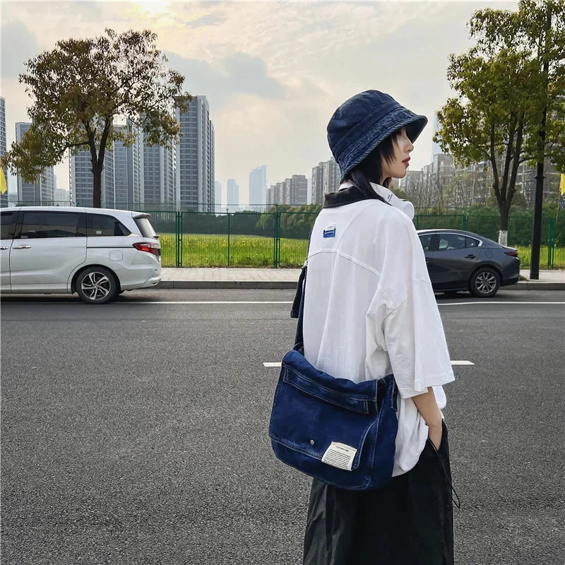 Casual Denim Women's Shoulder Fashion Feminina Crossbody Messenger Bag Large Capacity Outdoor Student Handbag For Girls