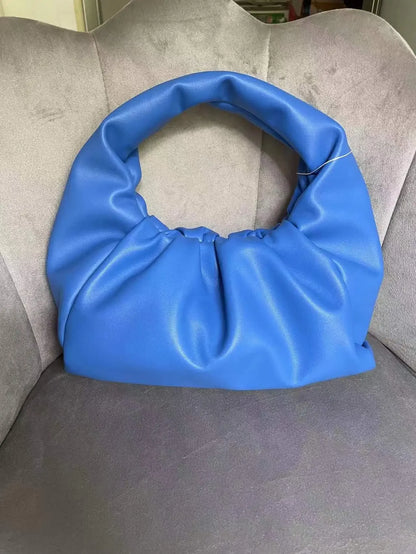 Casual Fashion Folds Cloud Bag Large Capacity Handbags Female Purses Split Leather Solid Simple Portable Lady Bolsos 2024 New