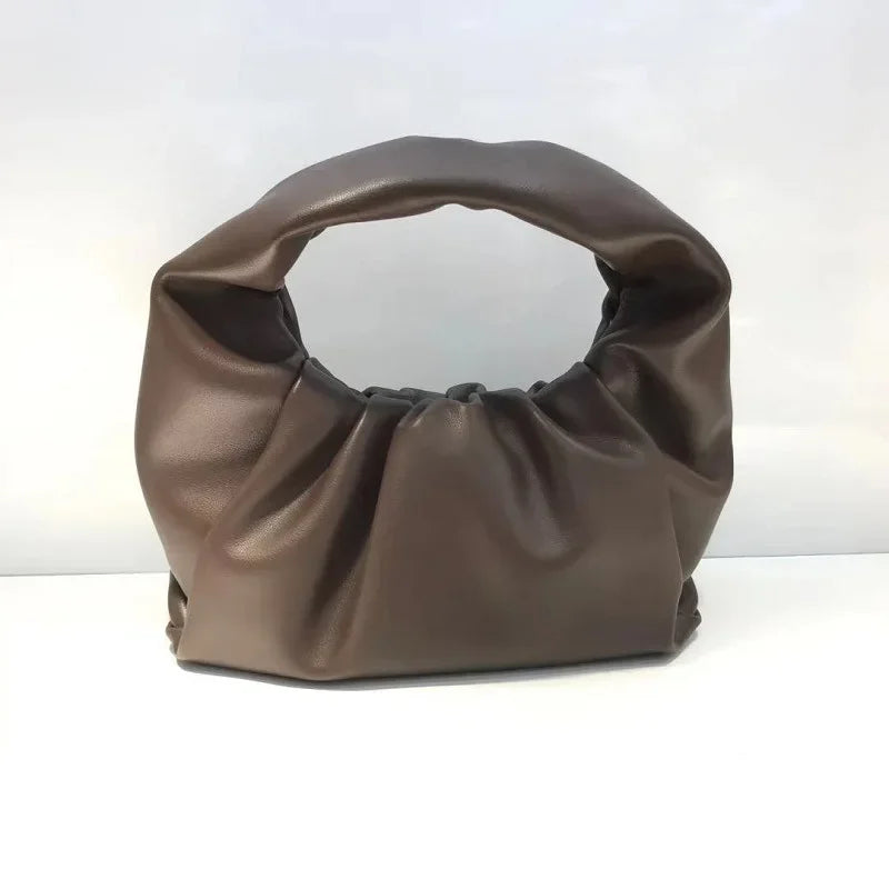 Casual Fashion Folds Cloud Bag Large Capacity Handbags Female Purses Split Leather Solid Simple Portable Lady Bolsos 2024 New