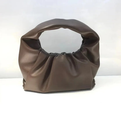 Casual Fashion Folds Cloud Bag Large Capacity Handbags Female Purses Split Leather Solid Simple Portable Lady Bolsos 2024 New