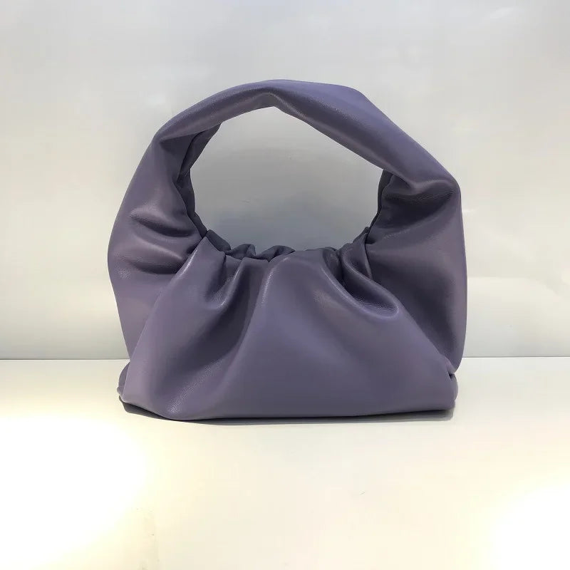 Casual Fashion Folds Cloud Bag Large Capacity Handbags Female Purses Split Leather Solid Simple Portable Lady Bolsos 2024 New