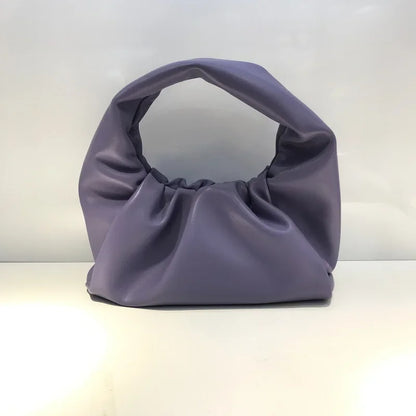 Casual Fashion Folds Cloud Bag Large Capacity Handbags Female Purses Split Leather Solid Simple Portable Lady Bolsos 2024 New