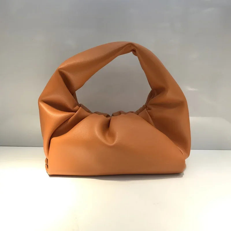 Casual Fashion Folds Cloud Bag Large Capacity Handbags Female Purses Split Leather Solid Simple Portable Lady Bolsos 2024 New