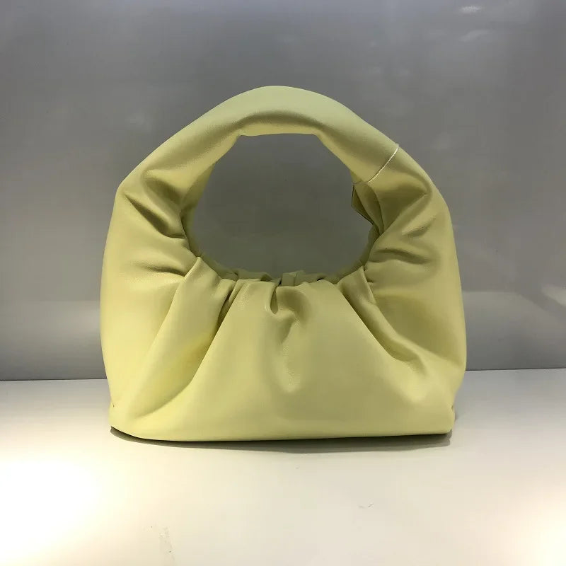 Casual Fashion Folds Cloud Bag Large Capacity Handbags Female Purses Split Leather Solid Simple Portable Lady Bolsos 2024 New