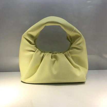 Casual Fashion Folds Cloud Bag Large Capacity Handbags Female Purses Split Leather Solid Simple Portable Lady Bolsos 2024 New