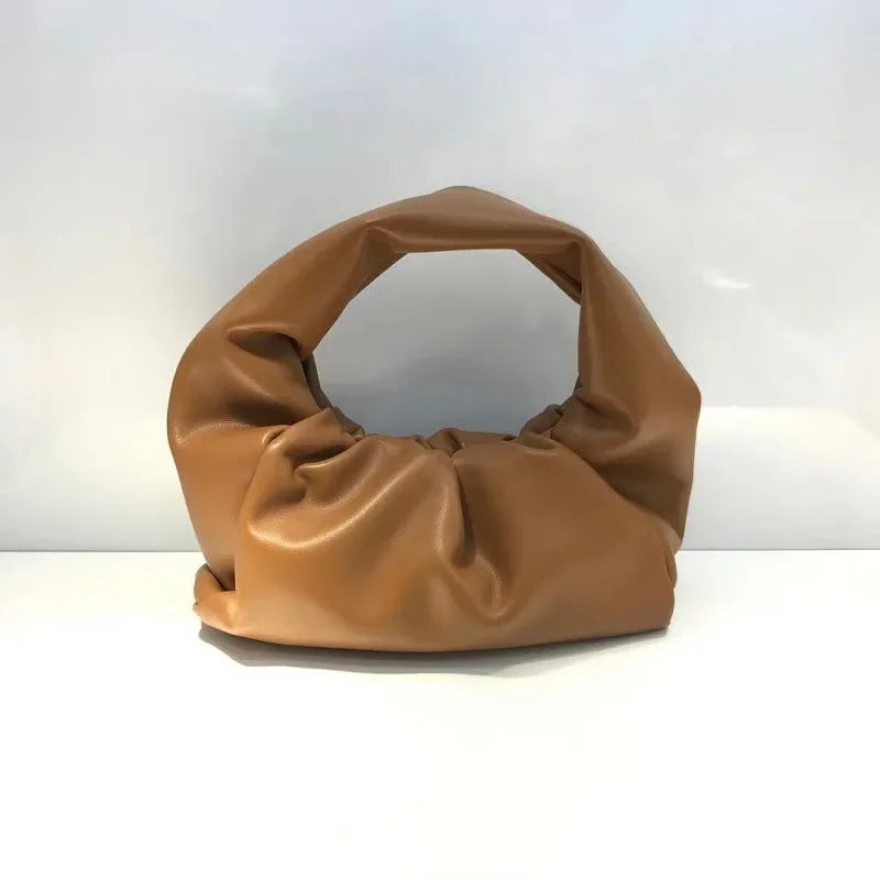 Casual Fashion Folds Cloud Bag Large Capacity Handbags Female Purses Split Leather Solid Simple Portable Lady Bolsos 2024 New