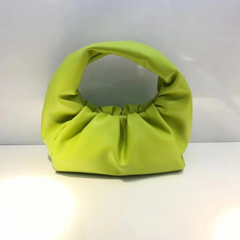 Casual Fashion Folds Cloud Bag Large Capacity Handbags Female Purses Split Leather Solid Simple Portable Lady Bolsos 2024 New