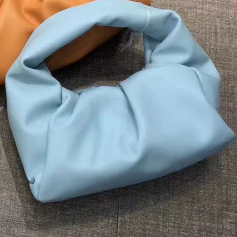 Casual Fashion Folds Cloud Bag Large Capacity Handbags Female Purses Split Leather Solid Simple Portable Lady Bolsos 2024 New