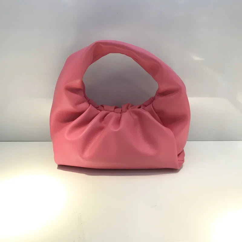 Casual Fashion Folds Cloud Bag Large Capacity Handbags Female Purses Split Leather Solid Simple Portable Lady Bolsos 2024 New