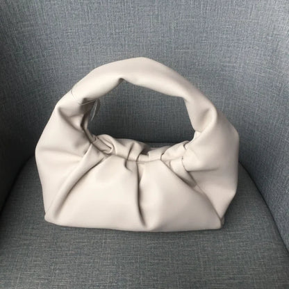 Casual Fashion Folds Cloud Bag Large Capacity Handbags Female Purses Split Leather Solid Simple Portable Lady Bolsos 2024 New