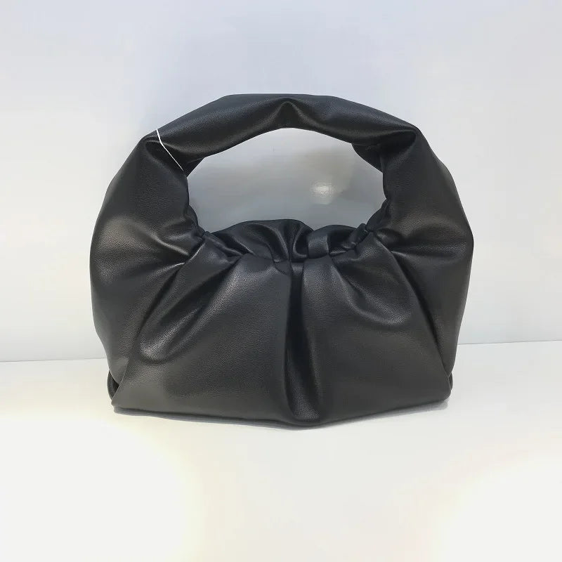 Casual Fashion Folds Cloud Bag Large Capacity Handbags Female Purses Split Leather Solid Simple Portable Lady Bolsos 2024 New
