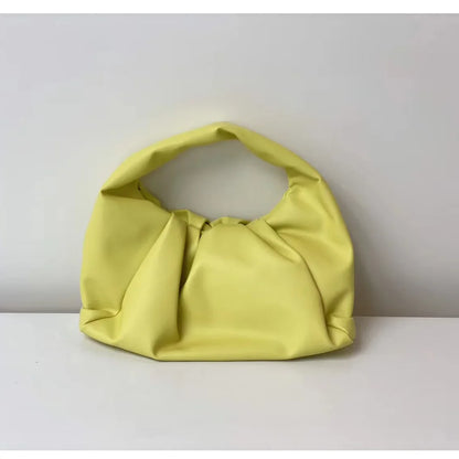 Casual Fashion Folds Cloud Bag Large Capacity Handbags Female Purses Split Leather Solid Simple Portable Lady Bolsos 2024 New