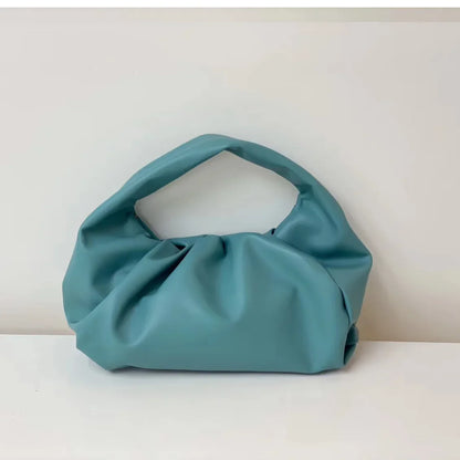 Casual Fashion Folds Cloud Bag Large Capacity Handbags Female Purses Split Leather Solid Simple Portable Lady Bolsos 2024 New