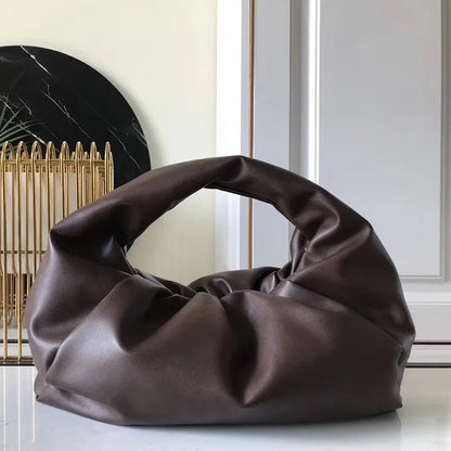 Casual Fashion Folds Cloud Bag Large Capacity Handbags Female Purses Split Leather Solid Simple Portable Lady Bolsos 2024 New