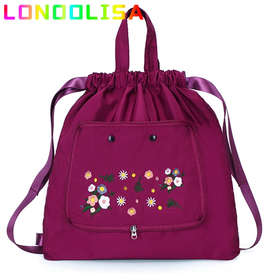 Casual Foldable Backpack for Women 2022 Fashion Embroidery Large Capacity Female Bagpack Light Weight Outdoor Shopper Rucksacks