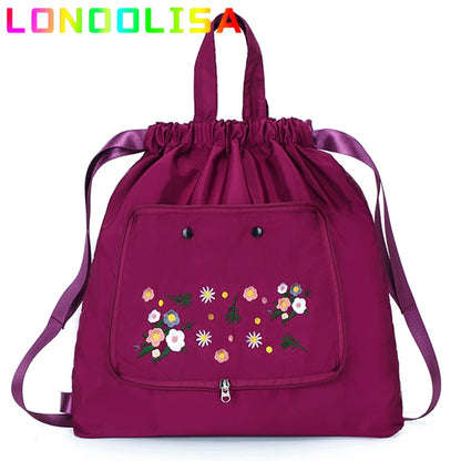 Casual Foldable Backpack for Women 2022 Fashion Embroidery Large Capacity Female Bagpack Light Weight Outdoor Shopper Rucksacks