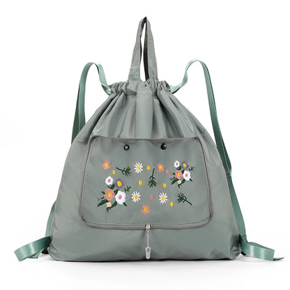 Casual Foldable Backpack for Women 2022 Fashion Embroidery Large Capacity Female Bagpack Light Weight Outdoor Shopper Rucksacks