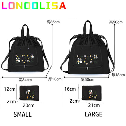 Casual Foldable Backpack for Women 2022 Fashion Embroidery Large Capacity Female Bagpack Light Weight Outdoor Shopper Rucksacks