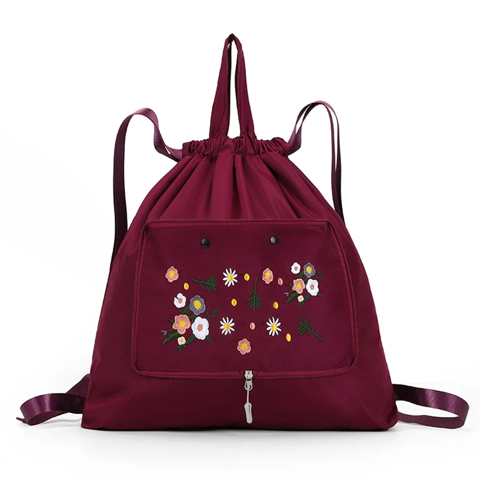 Casual Foldable Backpack for Women 2022 Fashion Embroidery Large Capacity Female Bagpack Light Weight Outdoor Shopper Rucksacks