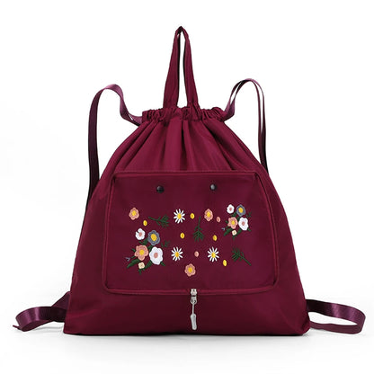 Casual Foldable Backpack for Women 2022 Fashion Embroidery Large Capacity Female Bagpack Light Weight Outdoor Shopper Rucksacks