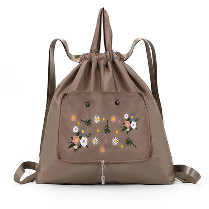 Casual Foldable Backpack for Women 2022 Fashion Embroidery Large Capacity Female Bagpack Light Weight Outdoor Shopper Rucksacks
