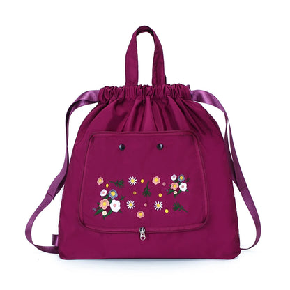 Casual Foldable Backpack for Women 2022 Fashion Embroidery Large Capacity Female Bagpack Light Weight Outdoor Shopper Rucksacks
