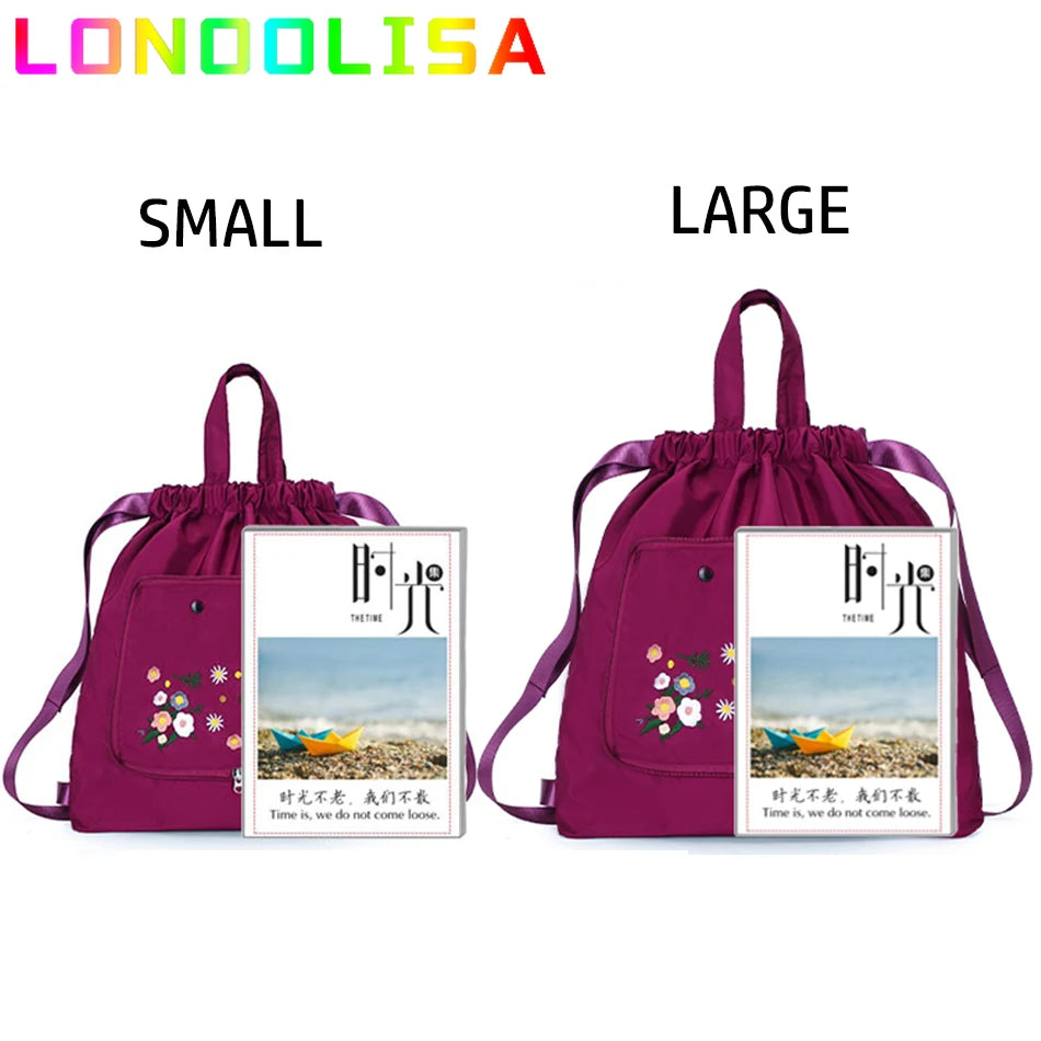 Casual Foldable Backpack for Women 2022 Fashion Embroidery Large Capacity Female Bagpack Light Weight Outdoor Shopper Rucksacks