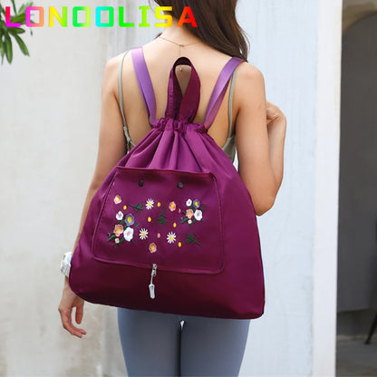 Casual Foldable Backpack for Women 2022 Fashion Embroidery Large Capacity Female Bagpack Light Weight Outdoor Shopper Rucksacks