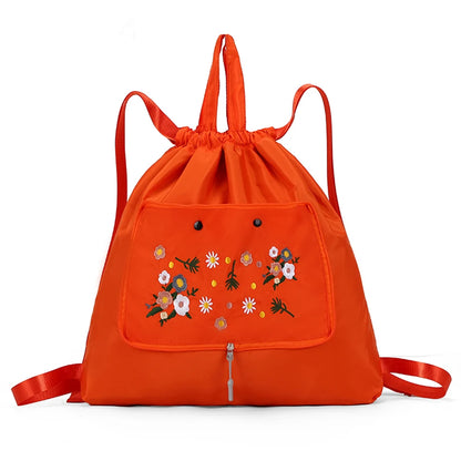 Casual Foldable Backpack for Women 2022 Fashion Embroidery Large Capacity Female Bagpack Light Weight Outdoor Shopper Rucksacks