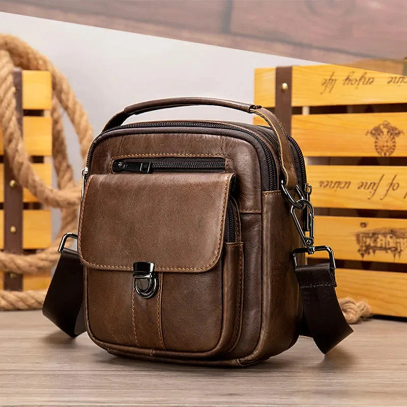 Casual Genuine Leather Men's Crossbody Vintage Cowhide Male Shoulder Messenger Bag Fashion Man Handbag