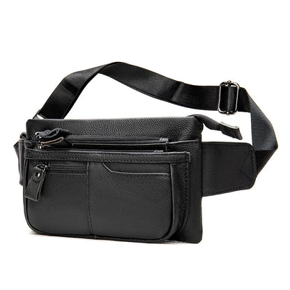Casual Genuine Waist Men Belt Pouch lWaist Cowhide Leather Crossbody Travel Pack Male Chest Bag