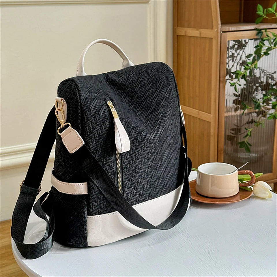 Casual Leather Women Backpacks Ladies Bagpack Large Capacity School BookBags for Teenager Girl Fashion Travel Rucksack Bookpack