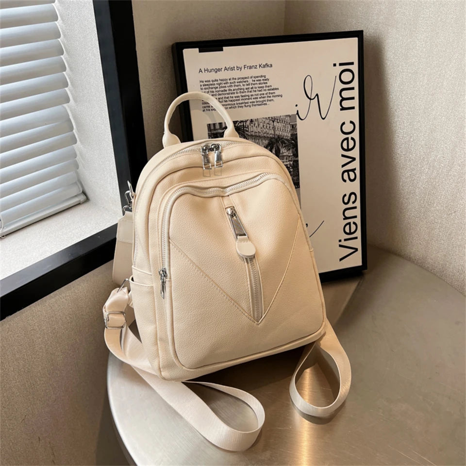 Casual Leather Women Backpacks Ladies Bagpack Large Capacity School BookBags for Teenager Girls Fashion Designer Travel Rucksack