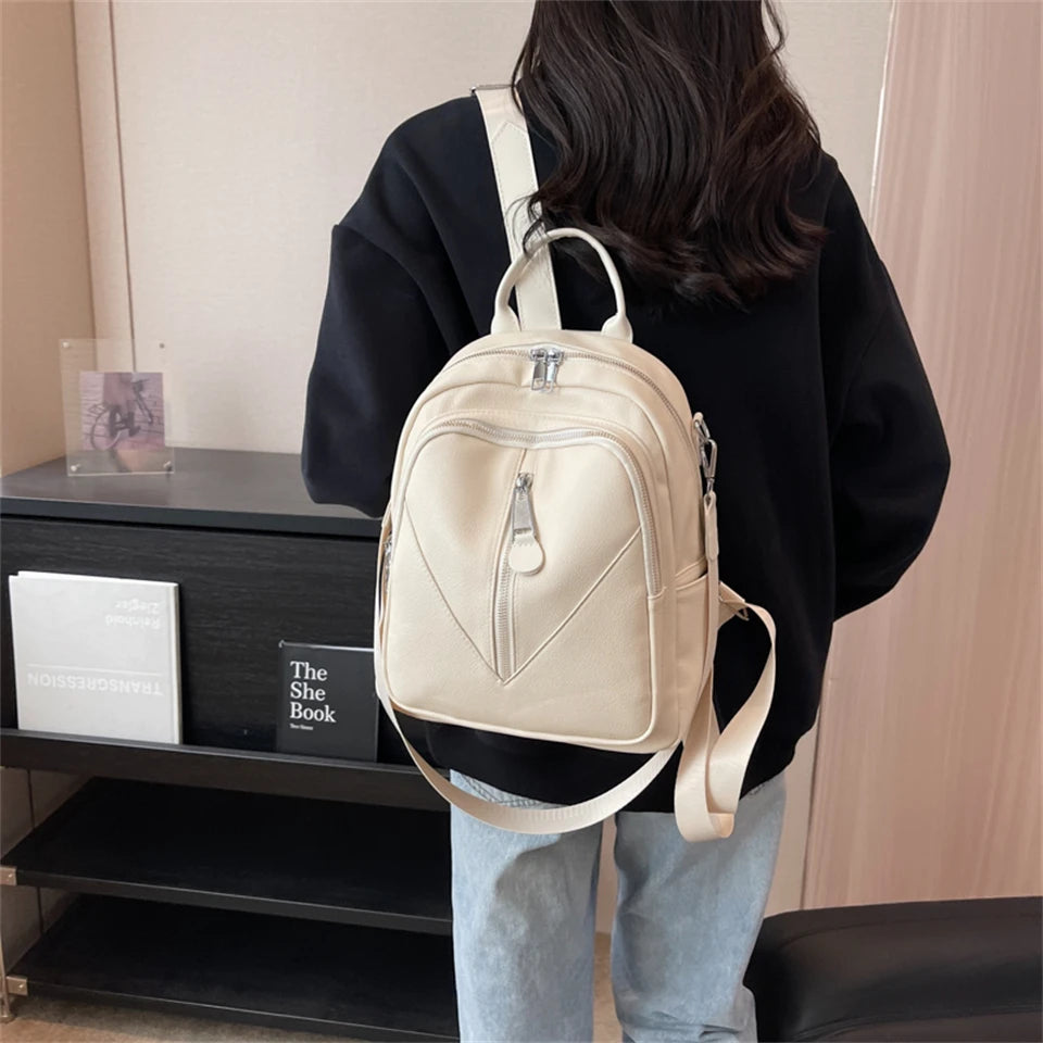 Casual Leather Women Backpacks Ladies Bagpack Large Capacity School BookBags for Teenager Girls Fashion Designer Travel Rucksack