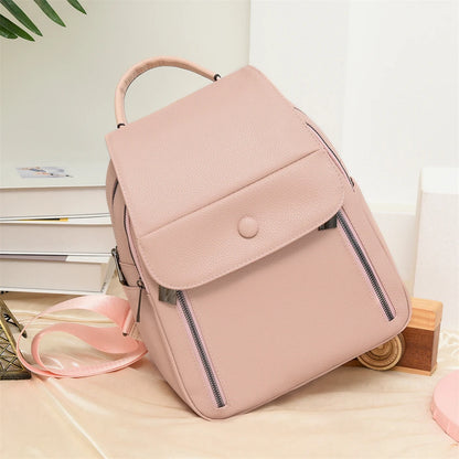 Casual Leather Women Backpacks Ladies Bagpack Large Capacity School BookBags for Teenager Girls Fashion Pendant Travel Rucksack