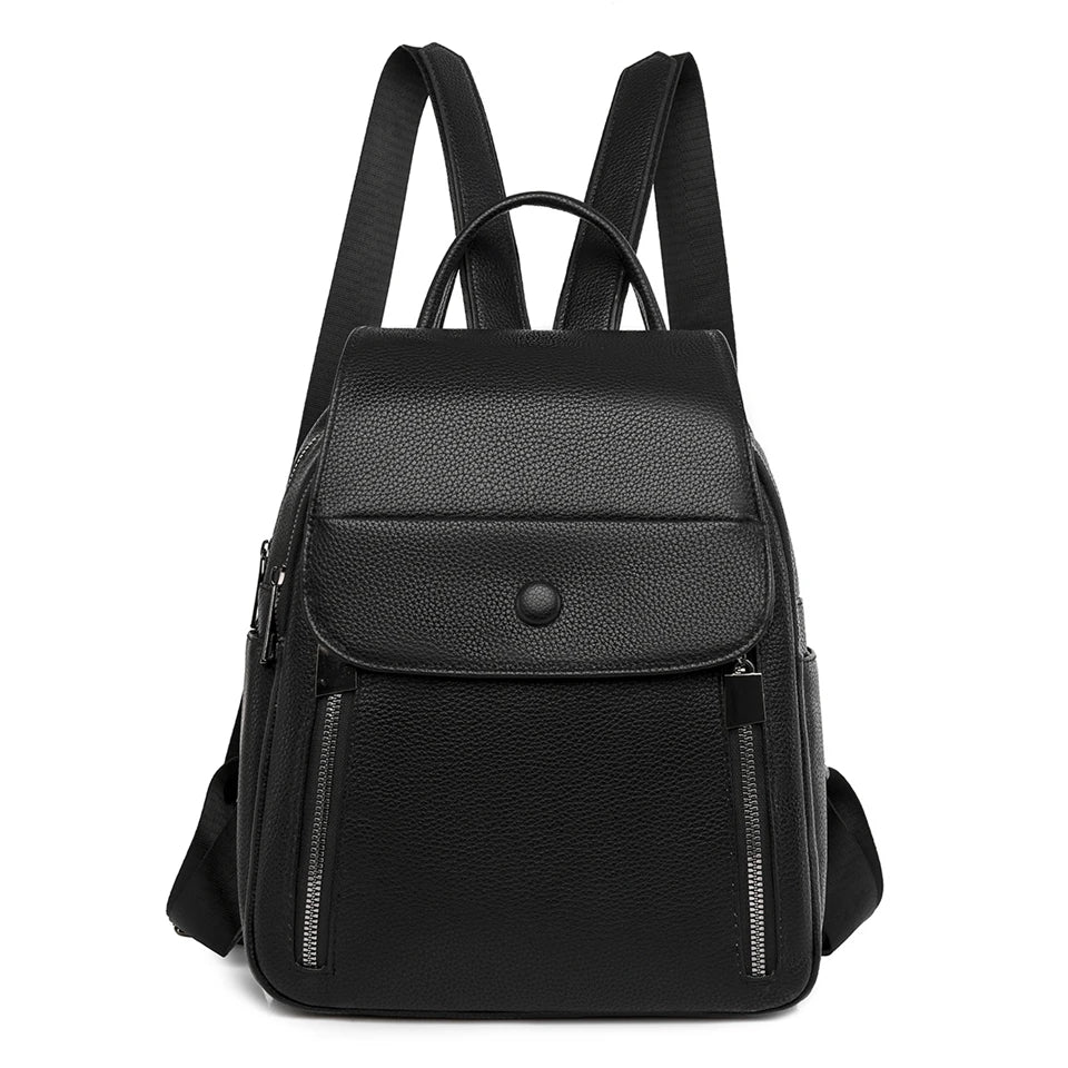 Casual Leather Women Backpacks Ladies Bagpack Large Capacity School BookBags for Teenager Girls Fashion Pendant Travel Rucksack