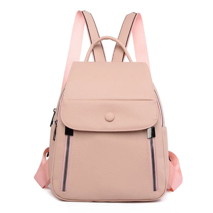 Casual Leather Women Backpacks Ladies Bagpack Large Capacity School BookBags for Teenager Girls Fashion Pendant Travel Rucksack
