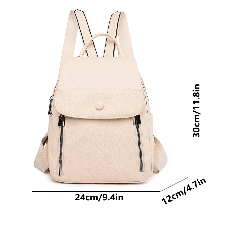 Casual Leather Women Backpacks Ladies Bagpack Large Capacity School BookBags for Teenager Girls Fashion Pendant Travel Rucksack