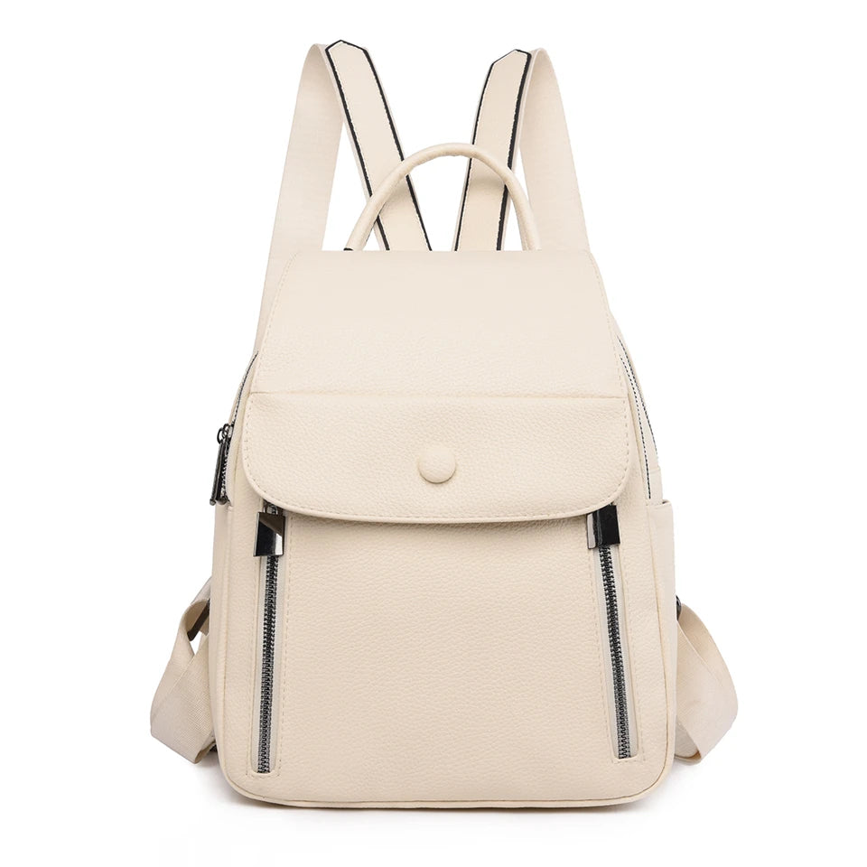 Casual Leather Women Backpacks Ladies Bagpack Large Capacity School BookBags for Teenager Girls Fashion Pendant Travel Rucksack