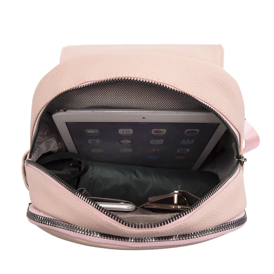 Casual Leather Women Backpacks Ladies Bagpack Large Capacity School BookBags for Teenager Girls Fashion Pendant Travel Rucksack